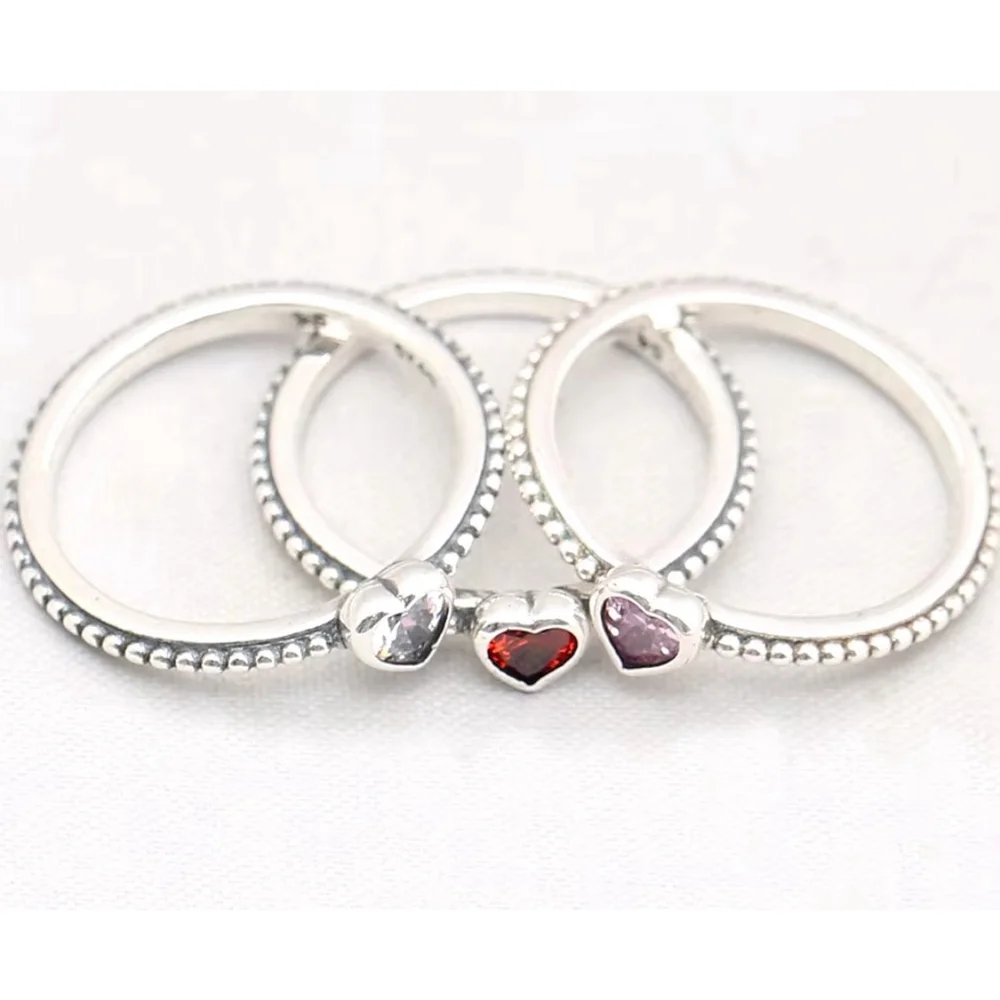 NEW Women's Milgrain 925 Sterling Silver Diamond Simulant Heart Ring, Size 9‎